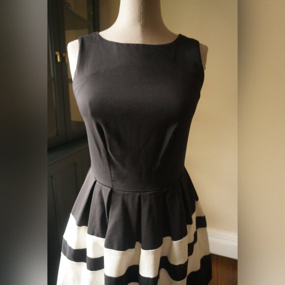 🖤🤍 Closet London Black & White Striped Skater Dress - US 4 / UK 8 🤍🖤 - Picture 2 of 6
